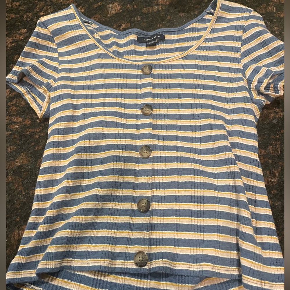 Aerie blue and yellow striped crop-top. Size medium. Great condition.